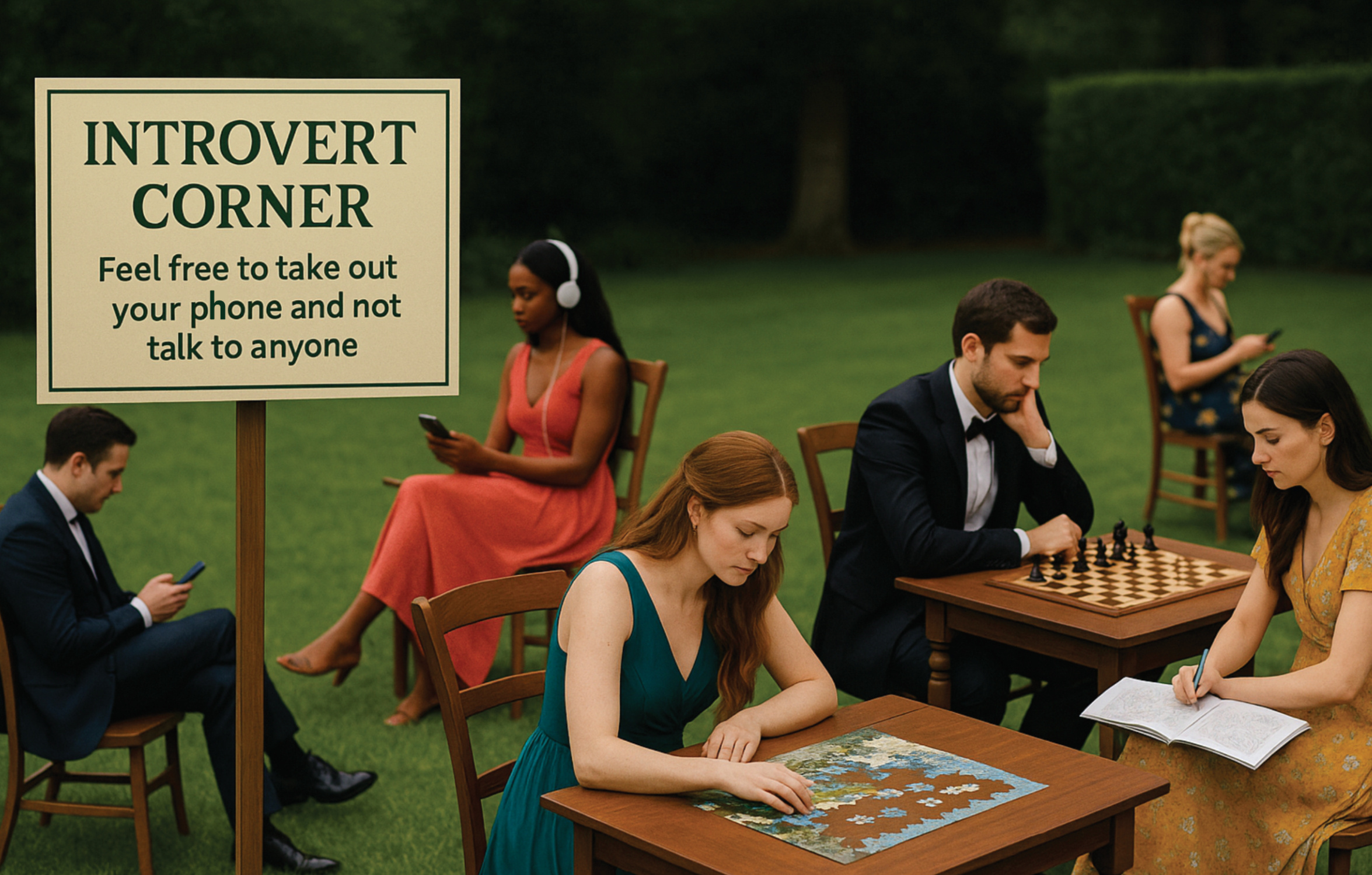 "Never underestimate an introvert's ability to find their seat." -Andrea, to Lance, regularly at events while in pursuit of a chair in which to hide